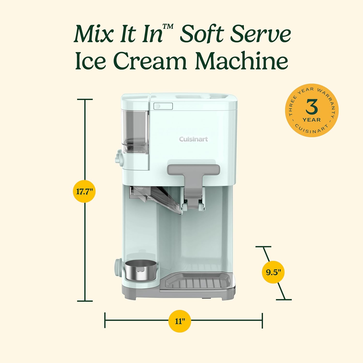 Cuisinart Soft Serve Ice Cream Machine- Mix It In Ice Cream Maker for Frozen Yogurt, Sorbet, Gelato, Drinks 1.5 Quart, White, ICE-48 - Image 8