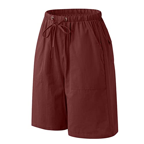 Men’s Linen Casual Classic Short Elastic Waist Summer Beach Lightweight Board Slim-Fit with Pockets Active Running Walk Short - Image 3