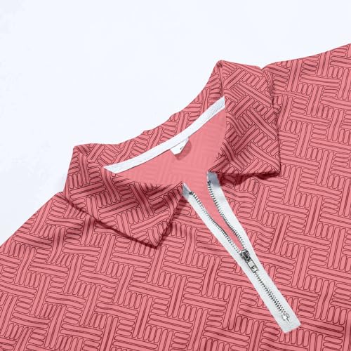 Male Casual Striped Print Two Piece Suit Zipper Short Sleeve Top Blouse Suit Drawstring Pocket Short Set Medium - Image 4