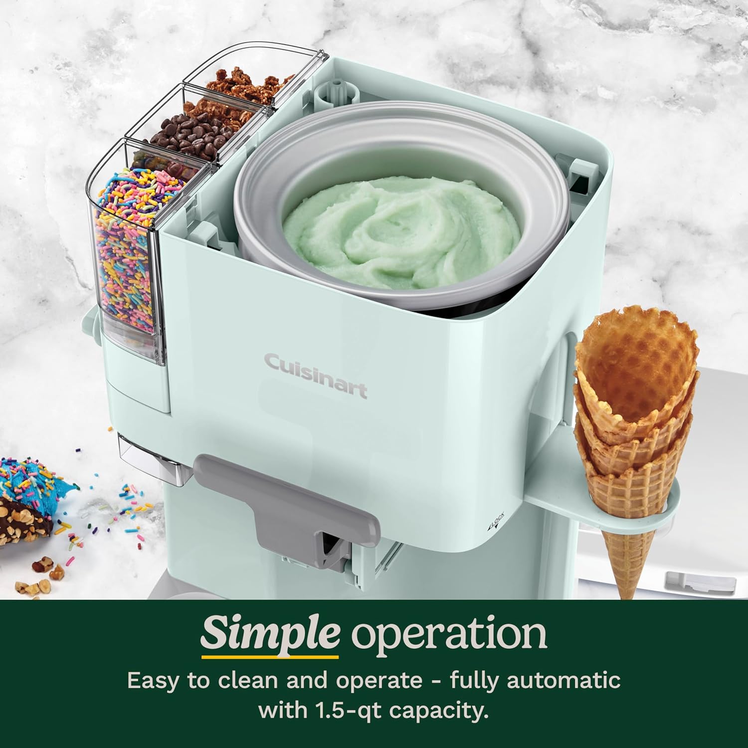 Cuisinart Soft Serve Ice Cream Machine- Mix It In Ice Cream Maker for Frozen Yogurt, Sorbet, Gelato, Drinks 1.5 Quart, White, ICE-48 - Image 5