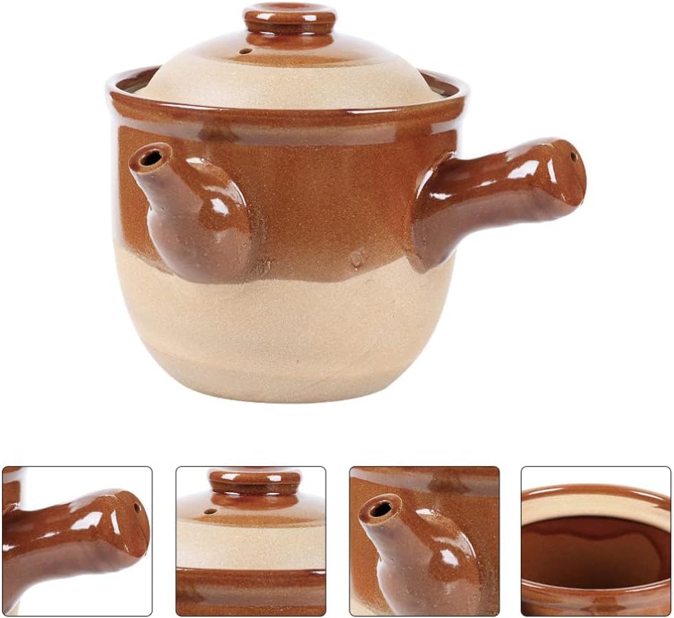 Traditional Chinese Medicine Casserole Retro Skillet Pottery Clay Chinese Medicine Pot Pitcher Teapot Stew Pot Ramen Gift,001,25x19cm (1 22×17.5cm) - Image 5