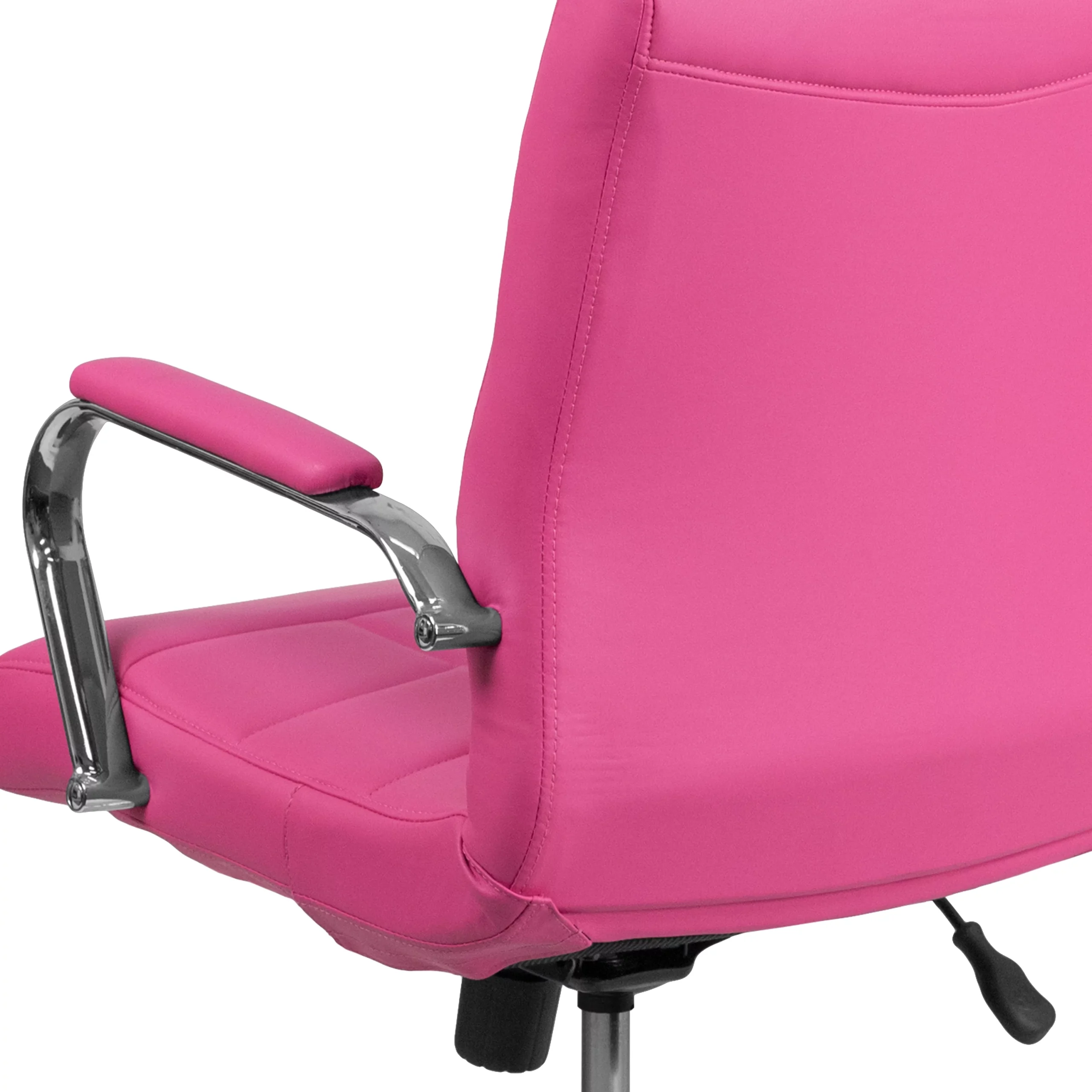 Emma + Oliver Mid-Back Pink Vinyl Executive Swivel Office Chair with Chrome Base and Arms - Image 8