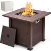 SINGLYFIRE 28 Inch Propane Fire Pit Table Square 2 in 1 Fire Table 50,000 BTU with Cover, Lid and 6.6lbs Lava Rock,Gas Fire Pit Table for Outside Patio, Garden, Backyard, Deck, Brown (SGFP-001C)