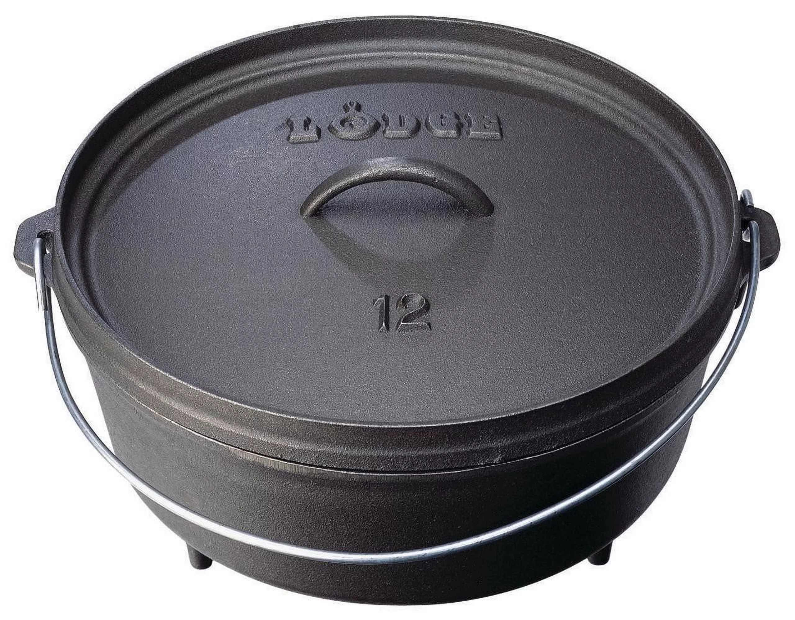 Lodge Cast Iron 12 / 6 Quart Seasoned Cast Iron Camp Dutch Oven