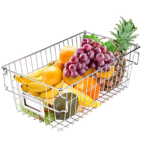 Orgneas Stackable Chest Freezer Baskets Organizer Bins, Metal Wire Baskets Pantry Organizer Produce Baskets with Tag Slot for Snacks Vegetables and Fruits - Image 6