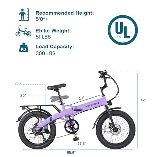 Folding Electric Bike for Adults, 20??3.0 Fat Tire Electric Bicycle, 374.4Wh Battery Ebike, 20MPH Electric Cargo Bike with LCD Color Display & 6 Speed Gears (Fits for 5’0+) - Image 9