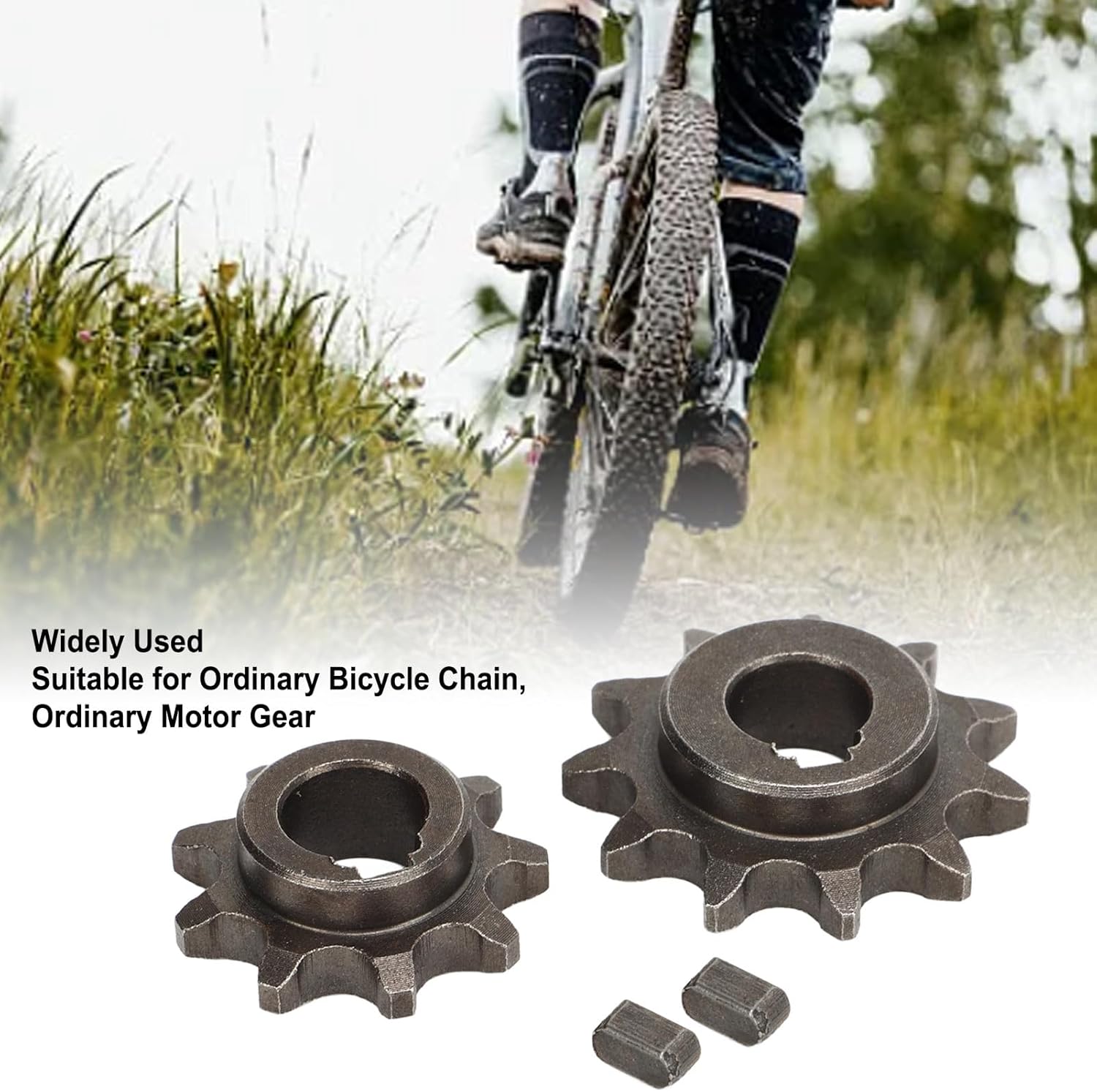 Pocket Bike Sprocket, 9 Teeth 11 Teeth Pinion Gear Motor Bicycle Chain Wheel, 11T Freewheel Gear Motor Universal for Bicycle, Front Rear Motor Gear Kit Carbon Steel Gear Set - Image 3