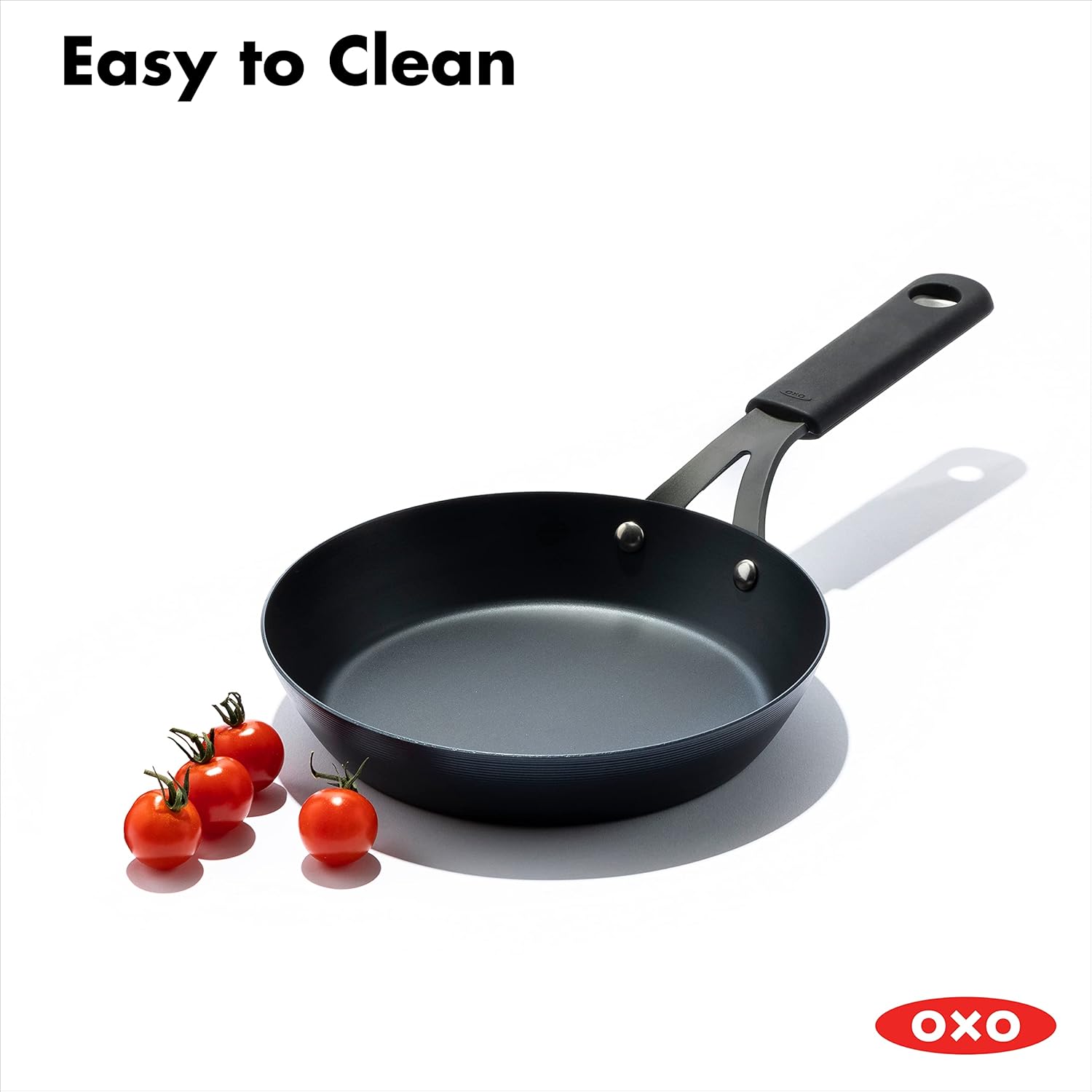 OXO Obsidian Pre-Seasoned Carbon Steel, 12 Wok Pan with Removable Silicone Handle Holder, Induction, Oven Safe, Black - Image 16