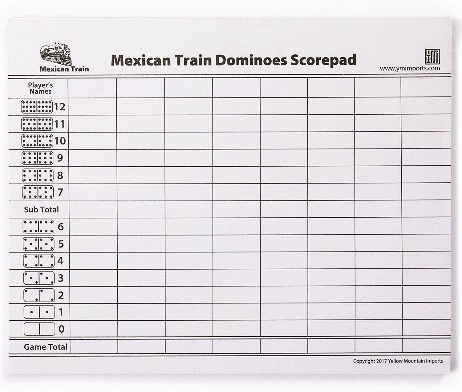 Yellow Mountain Imports – Complete Mexican Train Dominoes Set with Double 12 Dominoes Featuring Numerals, Wooden Hub, Train Mark - Image 7