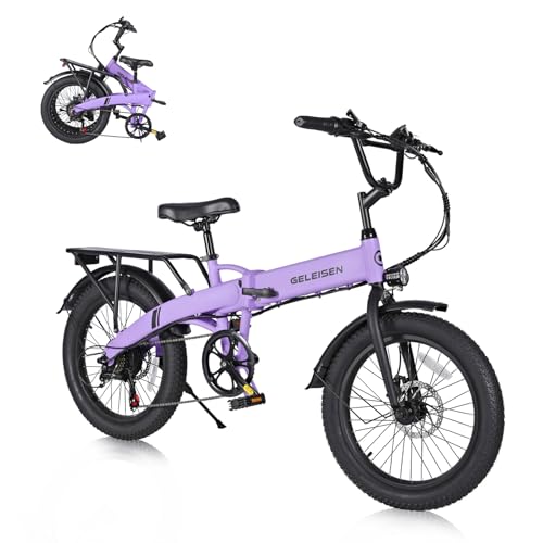 Folding Electric Bike for Adults, 20??3.0 Fat Tire Electric Bicycle, 374.4Wh Battery Ebike, 20MPH Electric Cargo Bike with LCD Color Display & 6 Speed Gears (Fits for 5’0+)