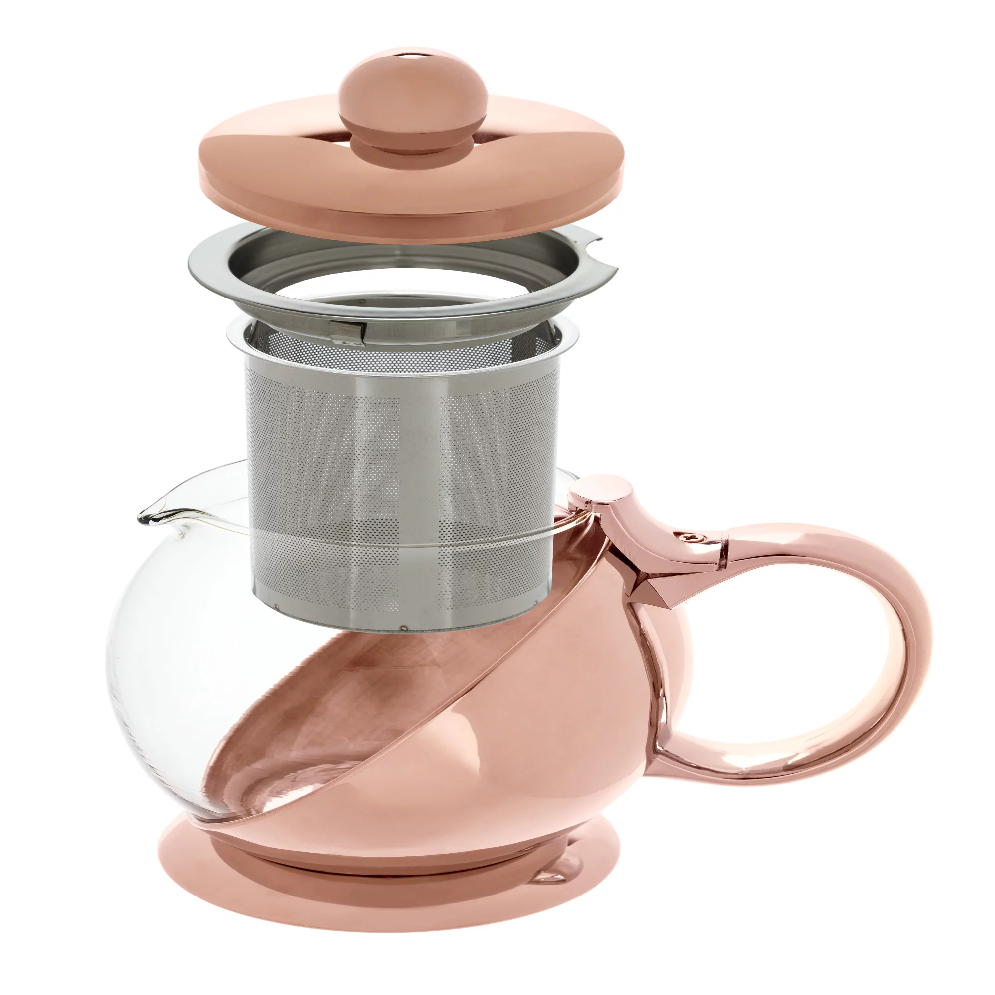 Pinky Up Rose Gold Wrapped Teapot – Tea Clear Glass Pot with Infuser Strainer and Tea Kettle for Loose Tea, 24 Oz - Image 8
