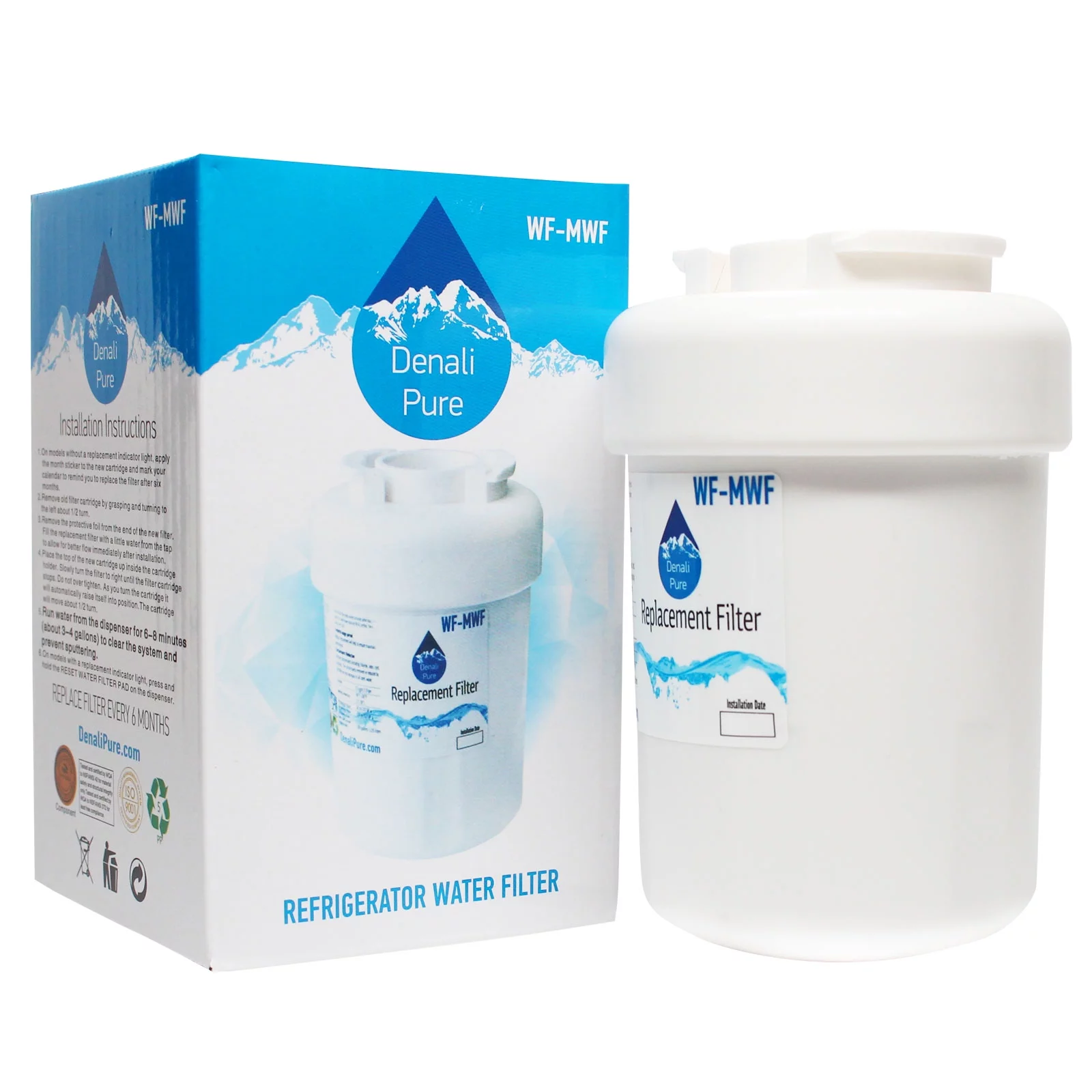 5-Pack Replacement General Electric GSH22JFZBWW Refrigerator Water Filter – Compatible General Electric MWF, MWFP Fridge Water Filter Cartridge – Denali Pure Brand - Image 2