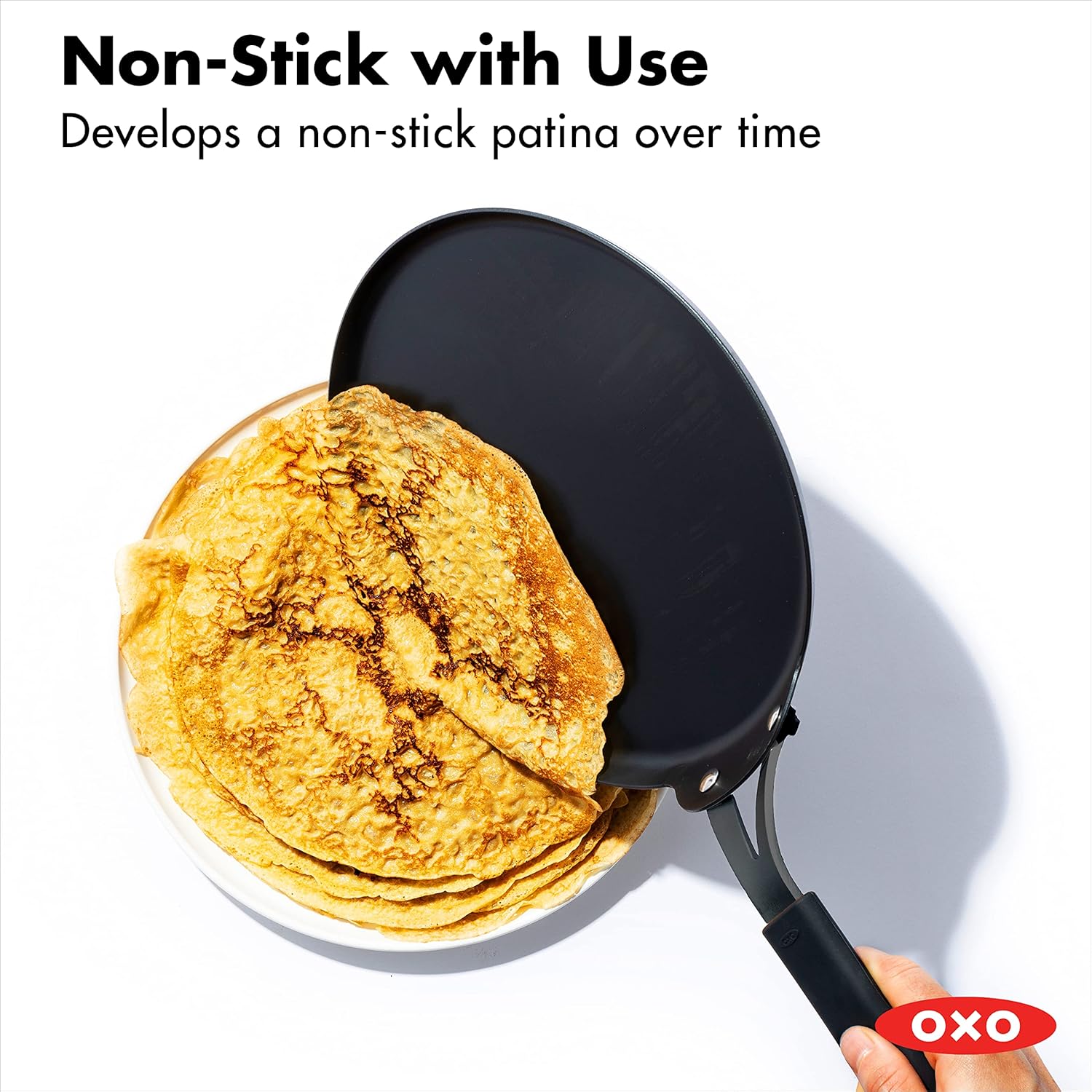 OXO Obsidian Pre-Seasoned Carbon Steel, 12 Wok Pan with Removable Silicone Handle Holder, Induction, Oven Safe, Black - Image 36