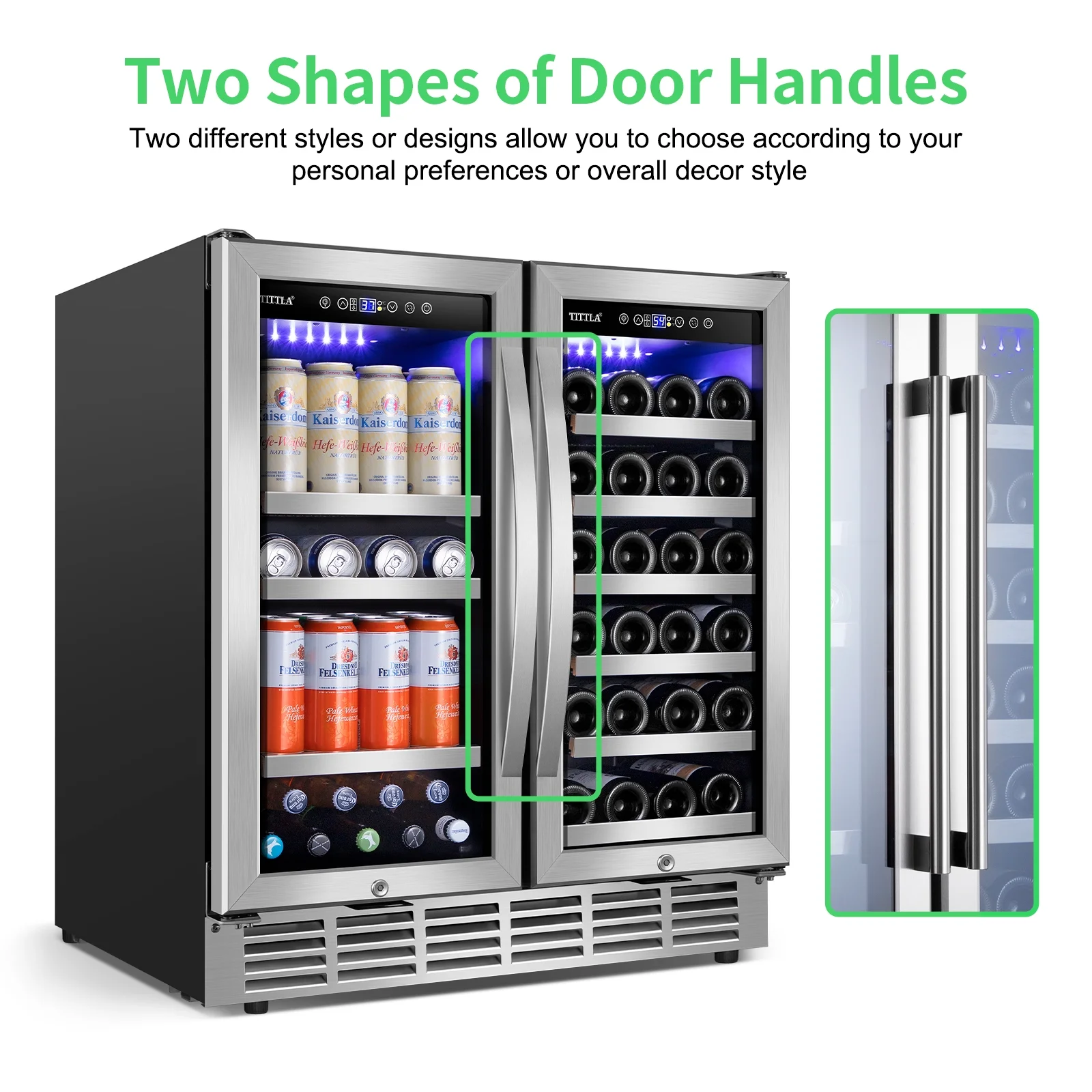 Tittla 30 Inch Wine Fridge, Dual Zone Wine and Beverage Refrigerator with 33 Bottle and 80 Can Wine Cooler Under Counter Freestanding - Image 10