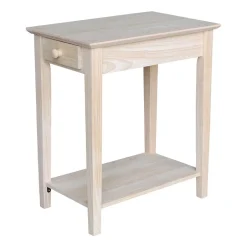 Pemberly Row 1 Drawer Transitional Wood Narrow End Table in Natural