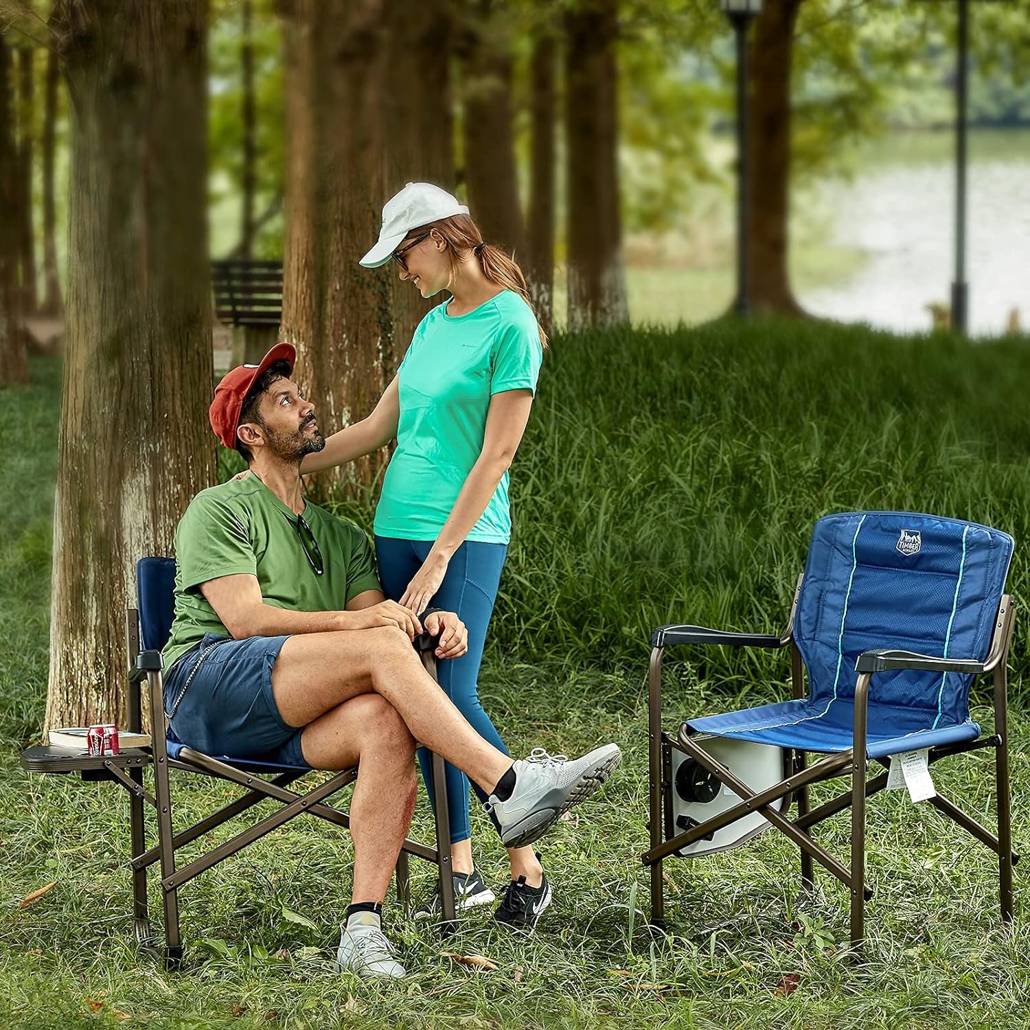 TIMBER RIDGE Lightweight Directors Chair with Side Table, Portable Camping Chair with Swivel Back for Camping and Outdoors, Heavy Duty Supports 350 lb - Image 3