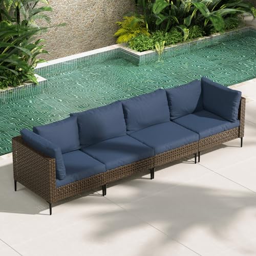 Grand patio 7-Piece Wicker Patio Furniture Set, Boho Outdoor Conversation Set Sectional Sofa with Water Resistant Thick Cushions and Coffee Table, Cream - Image 49