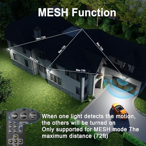 75W Motion Sensor Security Lights with Remote Control,3 Heads Motion Detection Outdoor Lights 6500K IP65,7500LM Flood Lights Dusk to Dawn Motion Sensor Lights for Yard Garage Porch Wall 2PCS - Image 4