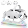Charging Dock for Meta Quest 3S/3/2, 20W Magnetic Charging Station for Oculus Quest 3S/3/2 Accessories with Rechargeable 2X2100mAh Batteries, RGB Charging Stand for VR Headset & Controllers