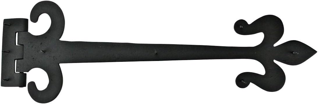 Renovators Supply Manufacturing Black Wrought Iron Door Strap Hinge 18 Long Antique Fleur De Lis Style Rust Resistant Flush Mount Door Hinges for Cabinet Or Barn Doors with Hardware Pack of 2 - Image 7