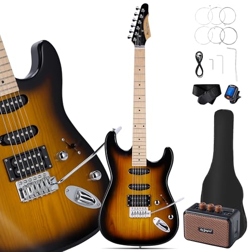 Leo Jaymz 39 Full Size ST Style Electric Guitar Starter Kit with SSH Pickup, 5W Portable Amp, Tuner, Gig Bag, Strap & Accessories (Violet Ocean) - Image 105