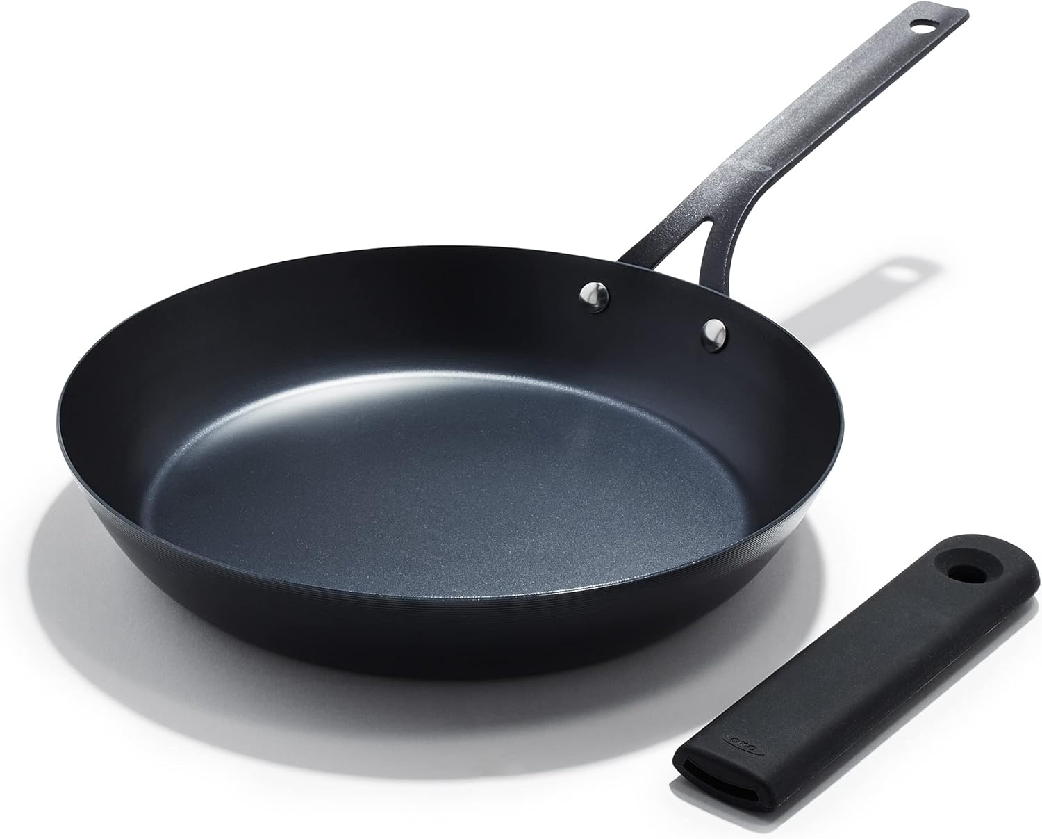 OXO Obsidian Pre-Seasoned Carbon Steel, 12 Wok Pan with Removable Silicone Handle Holder, Induction, Oven Safe, Black - Image 17