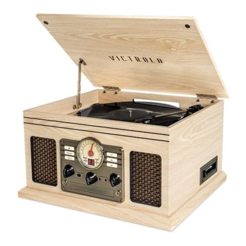 Victrola The Quincy 6-in-1 Bluetooth Record Player & Multimedia Center with Built-in Speakers ?C 3-Speed Turntable, CD & Cassette Player, AM/FM Radio, Wireless Music Streaming (Natural) - Image 19