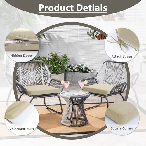Favoyard Outdoor Chair Cushion Set of 4 Rainproof & Color Fade Resistant 19 x 19 x 2 in Square Corner Patio Furniture Cushions with Waterproof Hidden Zipper Attach Ties for Dining Table Chairs Seats - Image 20