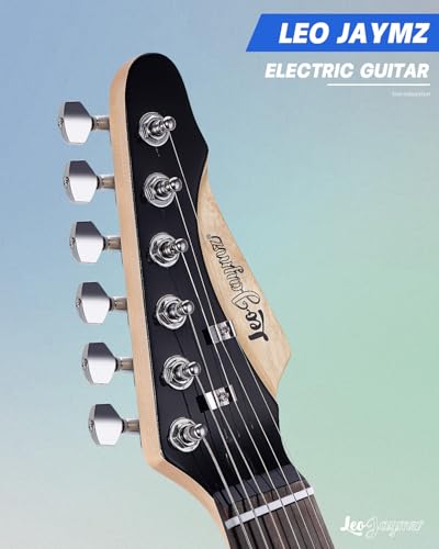 Leo Jaymz 39 Full Size ST Style Electric Guitar Starter Kit with SSH Pickup, 5W Portable Amp, Tuner, Gig Bag, Strap & Accessories (Violet Ocean) - Image 33