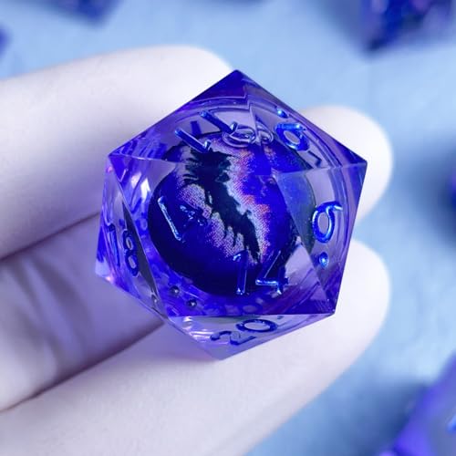 Sharp Edge Resin DND Dice Set Handmade Quicksand Liquid 7 Pcs Polyhedral RPG Dice with Box for Dungeons and Dragons Gifts D and D Role Playing Dice Games (Styles 12 Quicksand Blue) - Image 2